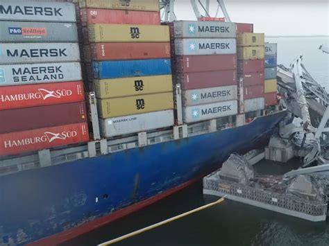 The ship that crashed into the Baltimore bridge carried 764 tons .